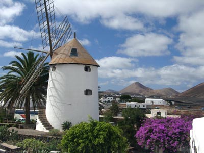 Eine für Lanzarote typische Windmühle - Molino in Tiagua